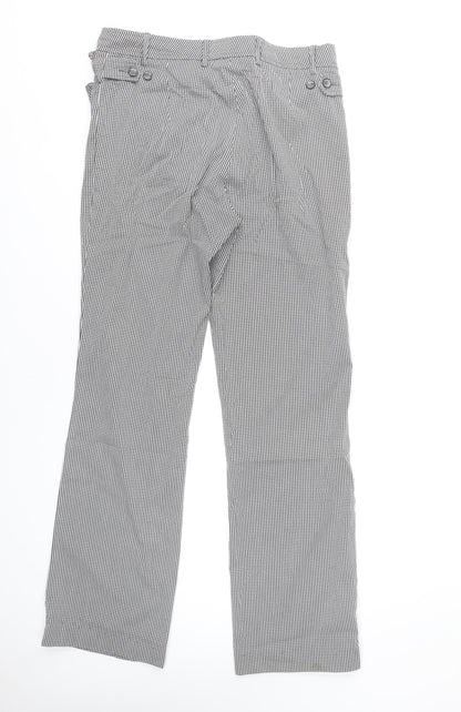 Golfino Womens UK 12 Black Check Straight Trousers Casual Smart