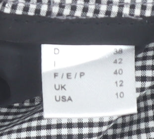 Golfino Womens UK 12 Black Check Straight Trousers Casual Smart