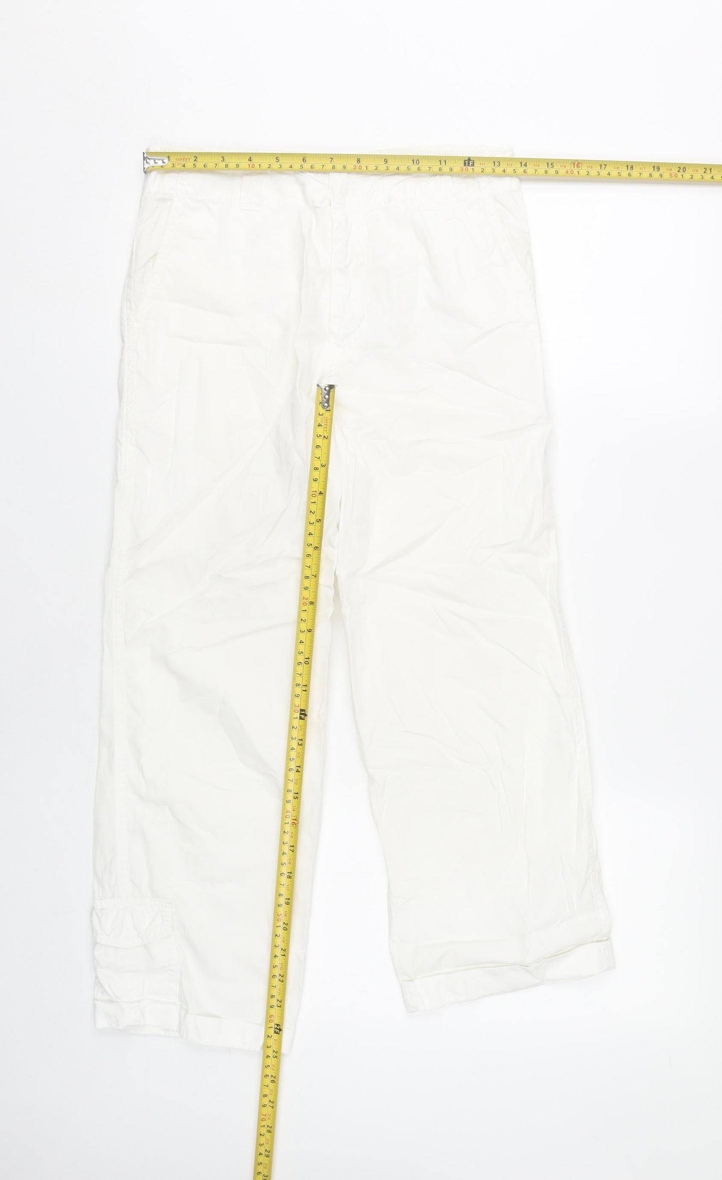 Womens UK Size 6 Topshop Regular Fit Cargo White Trousers