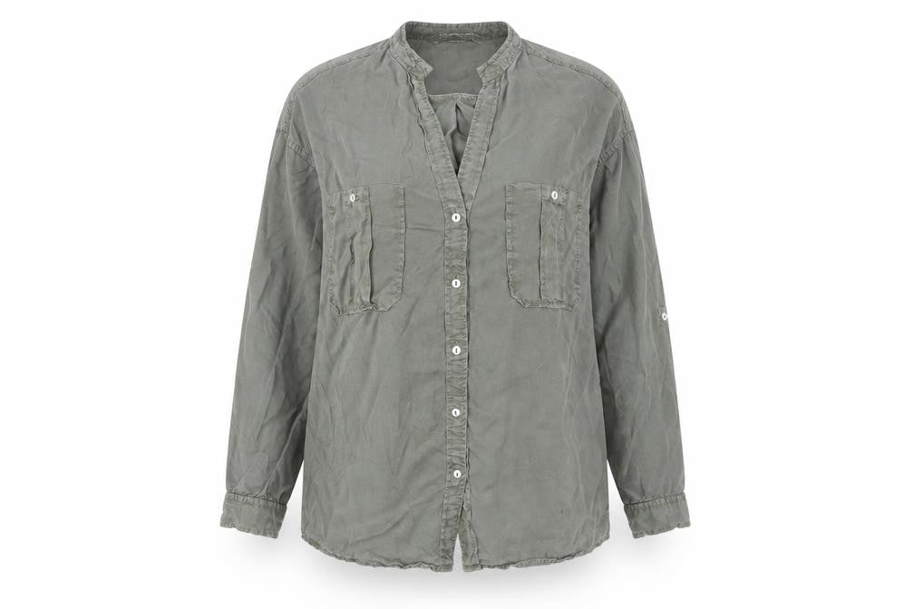 Womens UK Size S Zara Green Tunic Button-Up