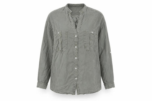 Womens UK Size S Zara Green Tunic Button-Up