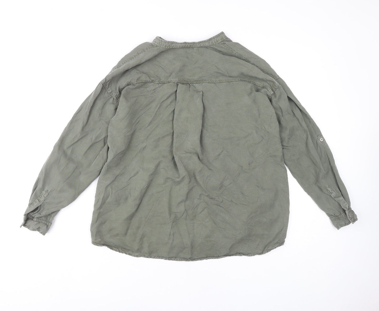 Womens UK Size S Zara Green Tunic Button-Up