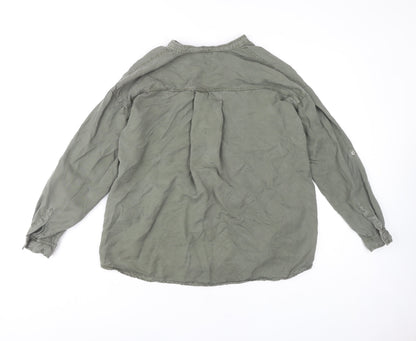 Womens UK Size S Zara Green Tunic Button-Up