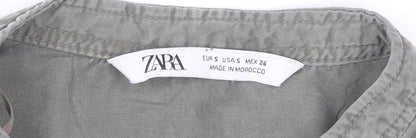 Womens UK Size S Zara Green Tunic Button-Up