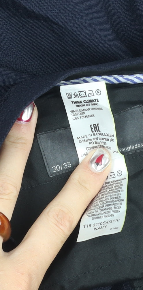 Marks and Spencer Men’s Navy Slim Fit Dress Trousers 30x33