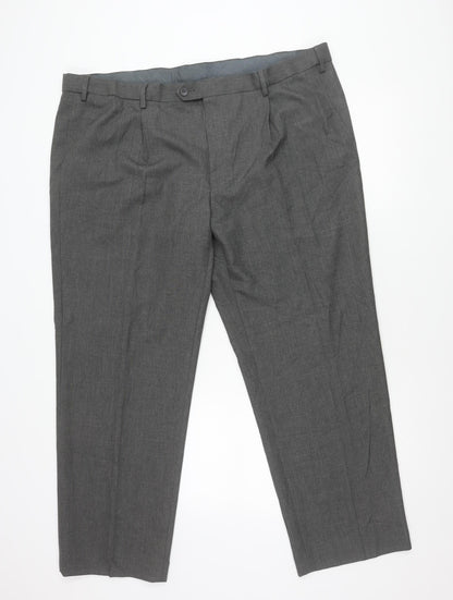 Marks and Spencer Men's Grey 44in Waist Dress Pants Trousers Regular Fit