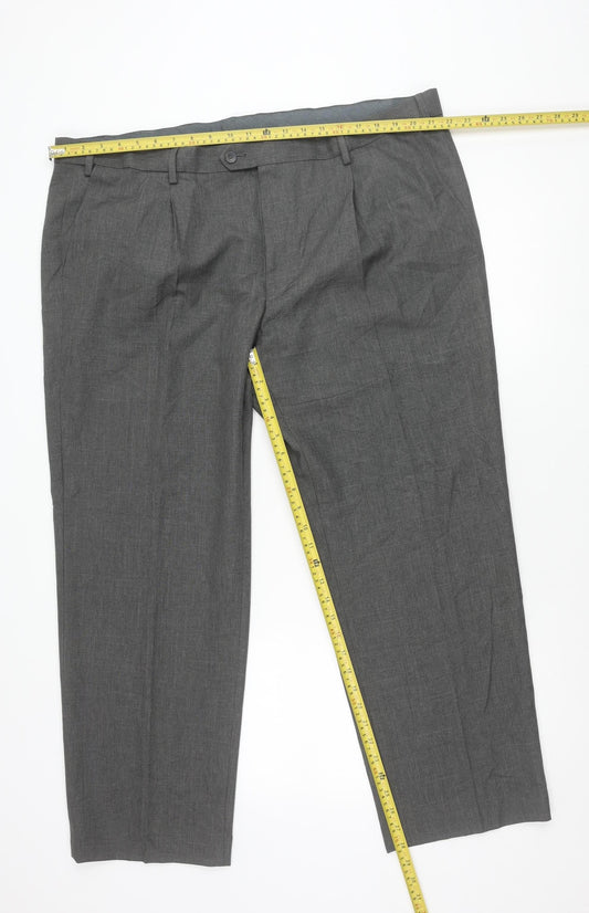 Marks and Spencer Men's Grey 44in Waist Dress Pants Trousers Regular Fit
