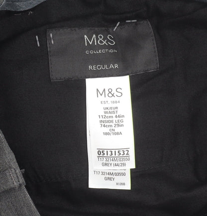Marks and Spencer Men's Grey 44in Waist Dress Pants Trousers Regular Fit