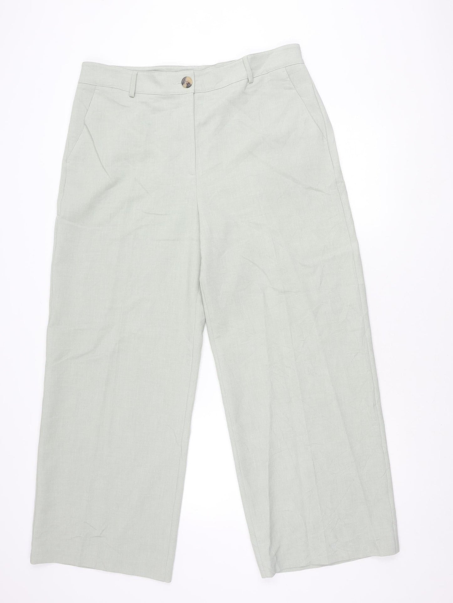 Womens UK Size 18 Marks and Spencer Regular Fit CasualBusinessTravel Green Trous