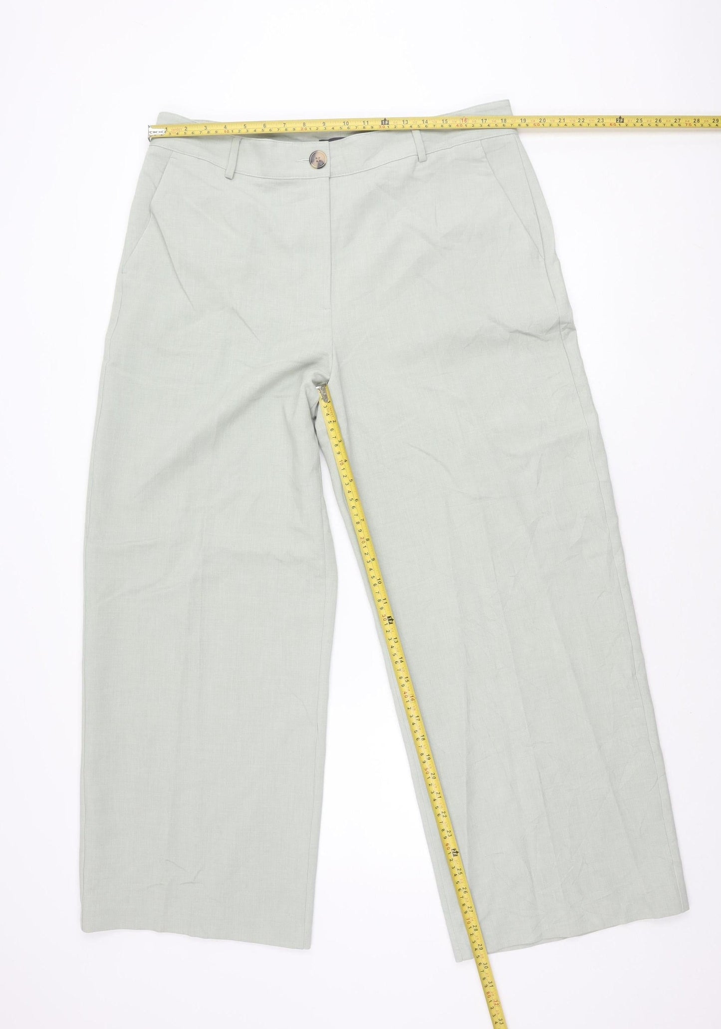Womens UK Size 18 Marks and Spencer Regular Fit CasualBusinessTravel Green Trous