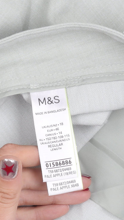 Womens UK Size 18 Marks and Spencer Regular Fit CasualBusinessTravel Green Trous