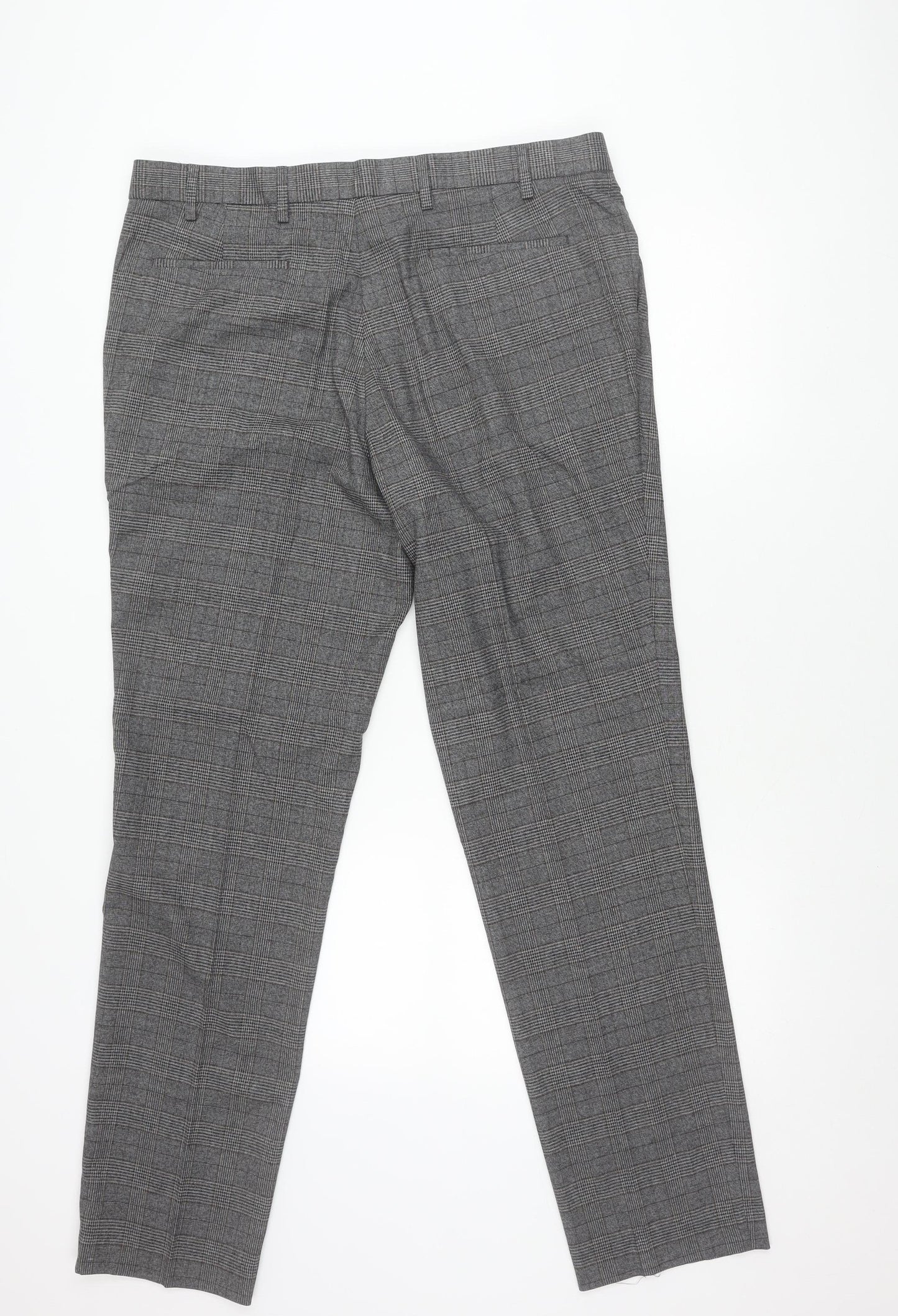 Marks and Spencer Men's Grey Check Slim Fit Dress Pants 38W 33L
