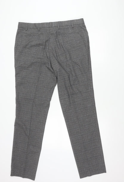 Marks and Spencer Men's Grey Check Slim Fit Dress Pants 38W 33L