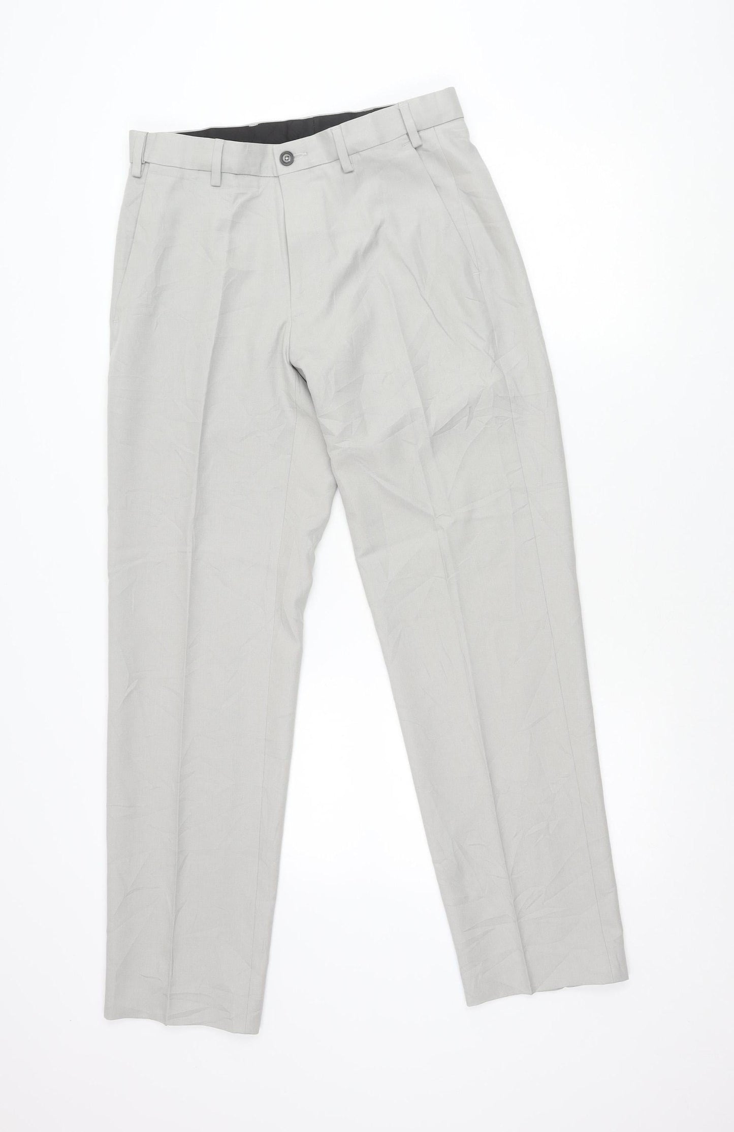 Marks and Spencer Men's Grey 30in Dress Pants Regular Fit