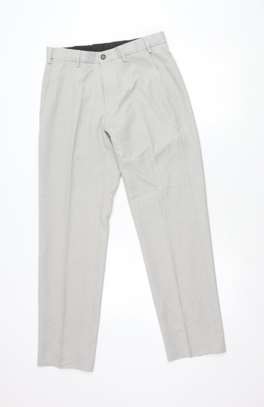 Marks and Spencer Men's Grey 30in Dress Pants Regular Fit