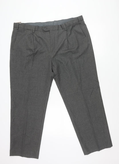 Marks and Spencer Mens Grey Regular Fit Dress Pants Trousers Size 44W 29L