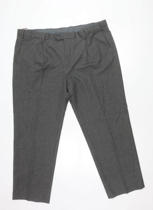 Marks and Spencer Mens Grey Regular Fit Dress Pants Trousers Size 44W 29L
