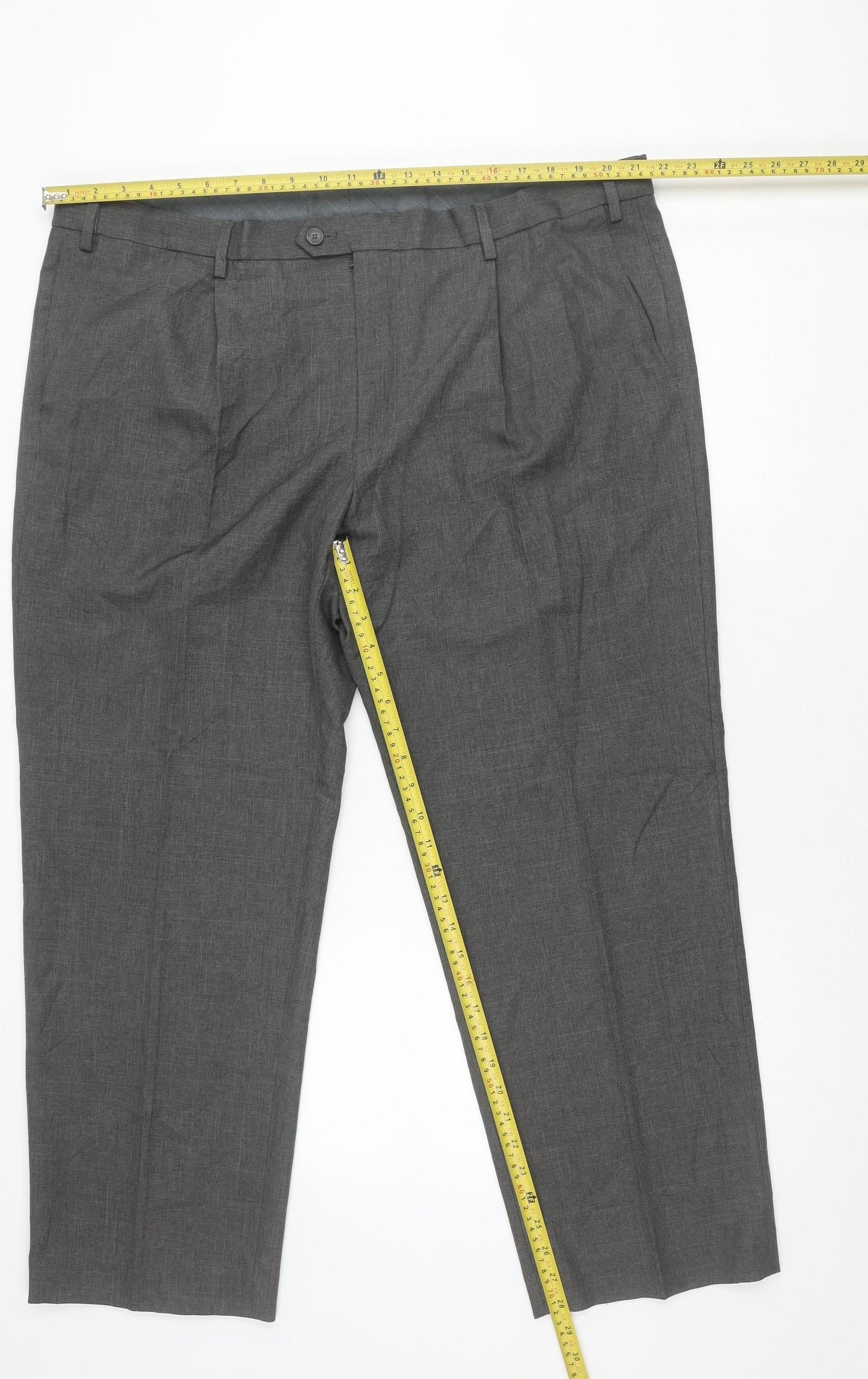 Marks and Spencer Mens Grey Regular Fit Dress Pants Trousers Size 44W 29L