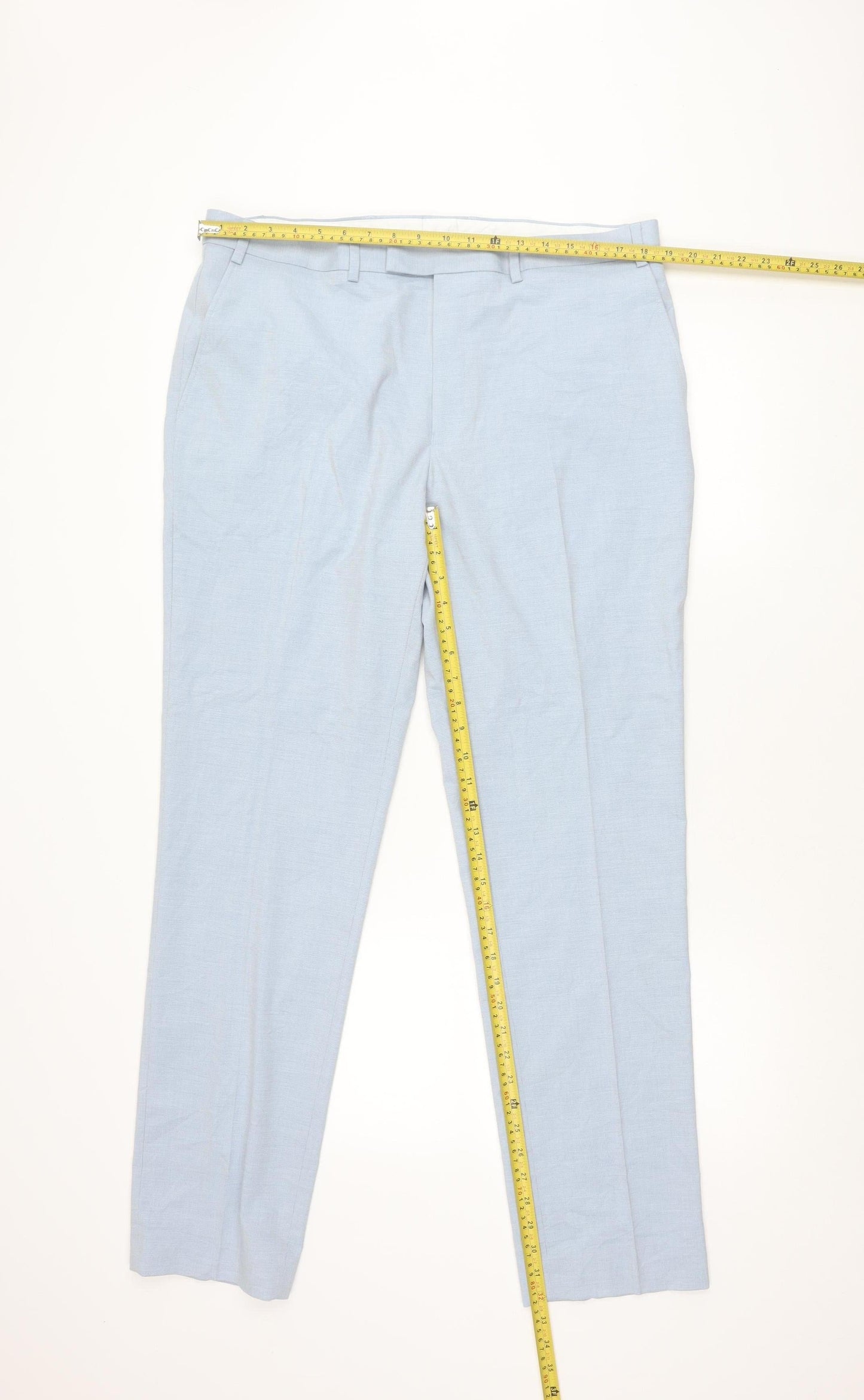 Marks and Spencer Mens Blue Slim Fit 38L Dress Pants Trousers