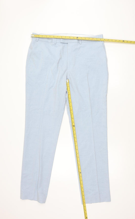 Marks and Spencer Mens Blue Slim Fit 38L Dress Pants Trousers