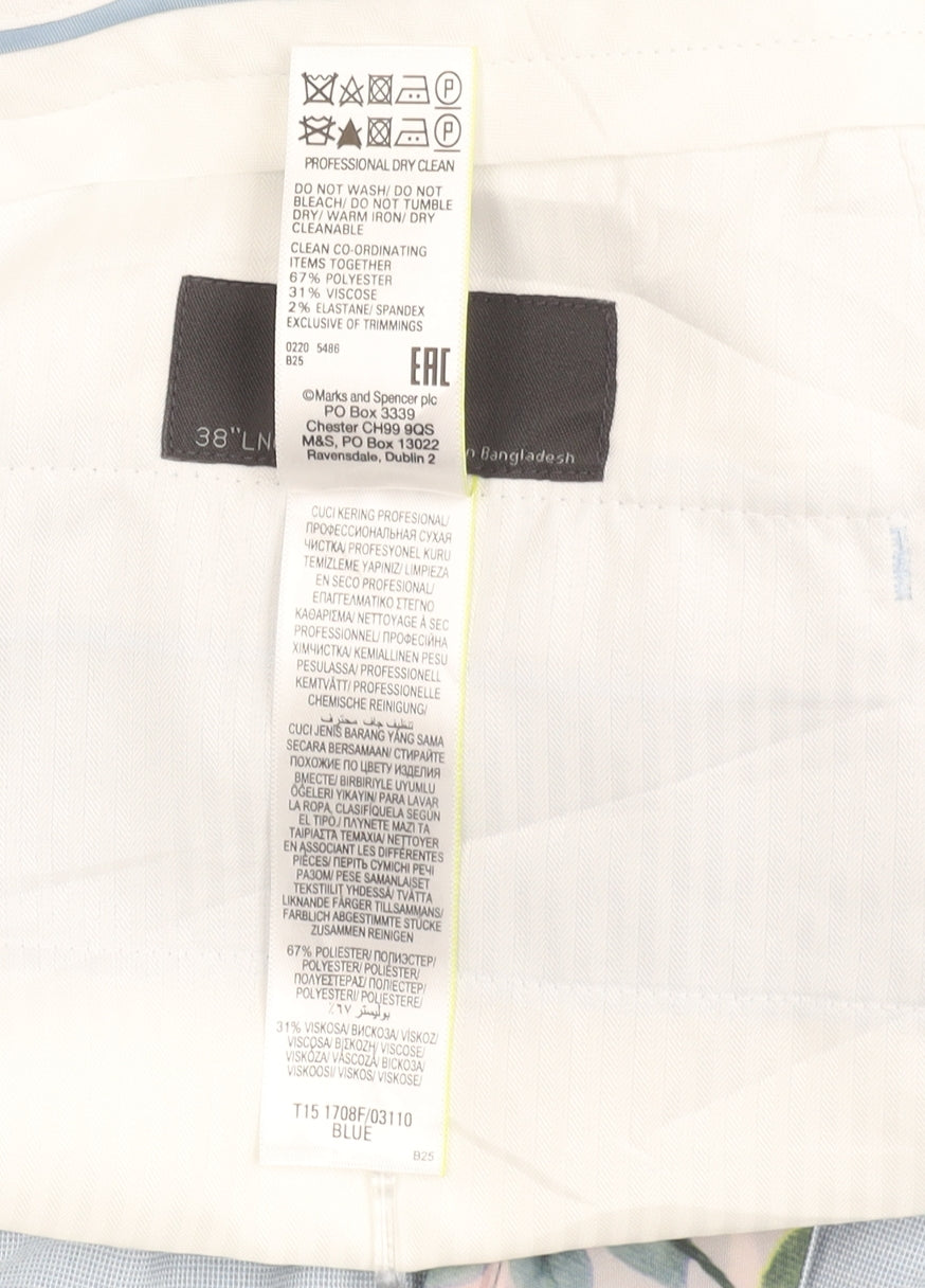 Marks and Spencer Mens Blue Slim Fit 38L Dress Pants Trousers