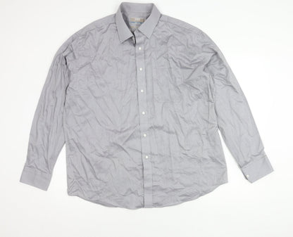 Marks and Spencer Men’s Grey Cotton Long Sleeve Classic Fit Shirt 17.5 44"-45"