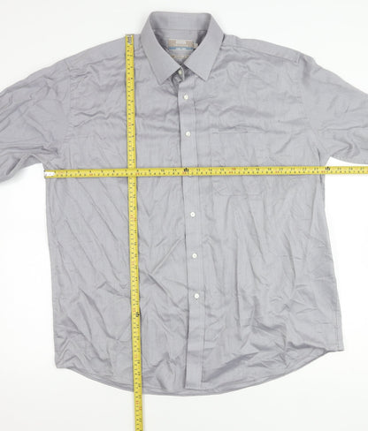 Marks and Spencer Men’s Grey Cotton Long Sleeve Classic Fit Shirt 17.5 44"-45"