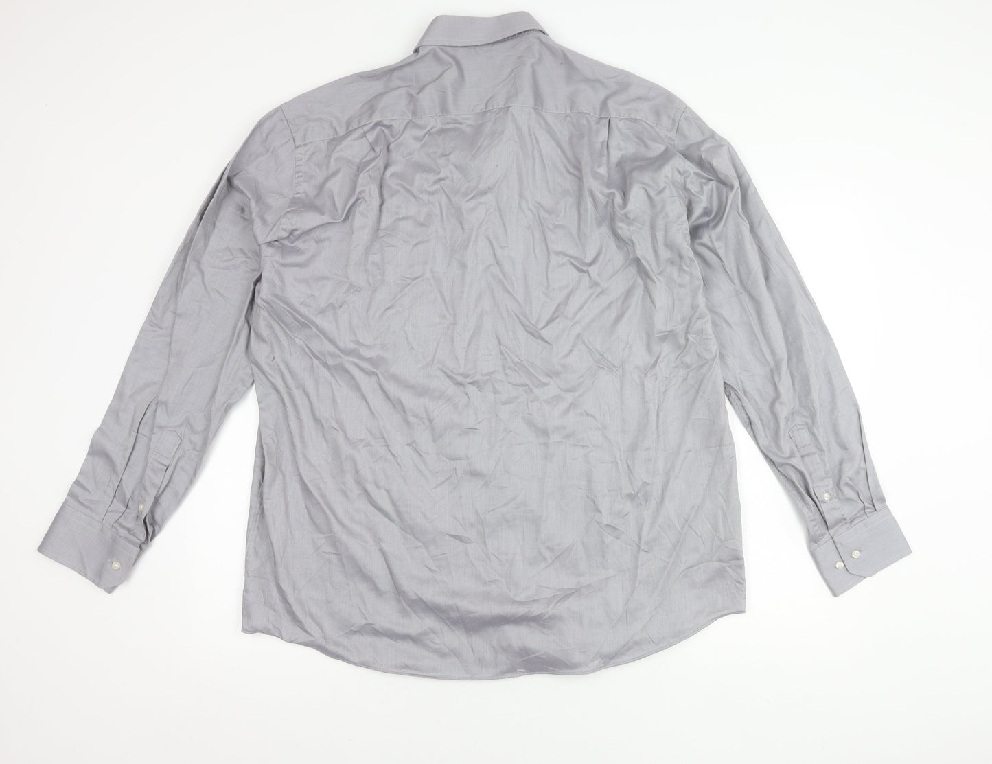 Marks and Spencer Men’s Grey Cotton Long Sleeve Classic Fit Shirt 17.5 44"-45"