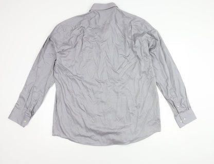 Marks and Spencer Men’s Grey Cotton Long Sleeve Classic Fit Shirt 17.5 44"-45"