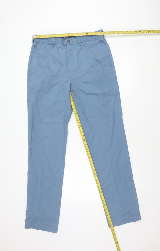 Marks and Spencer Men's Blue Chino Trousers 32W 33L Regular Fit