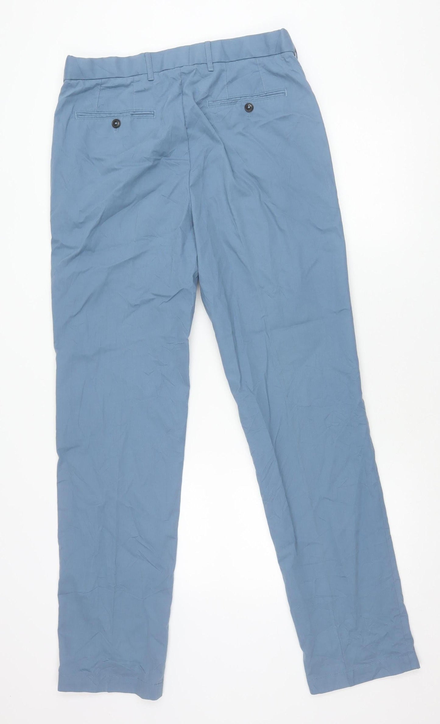 Marks and Spencer Men's Blue Chino Trousers 32W 33L Regular Fit