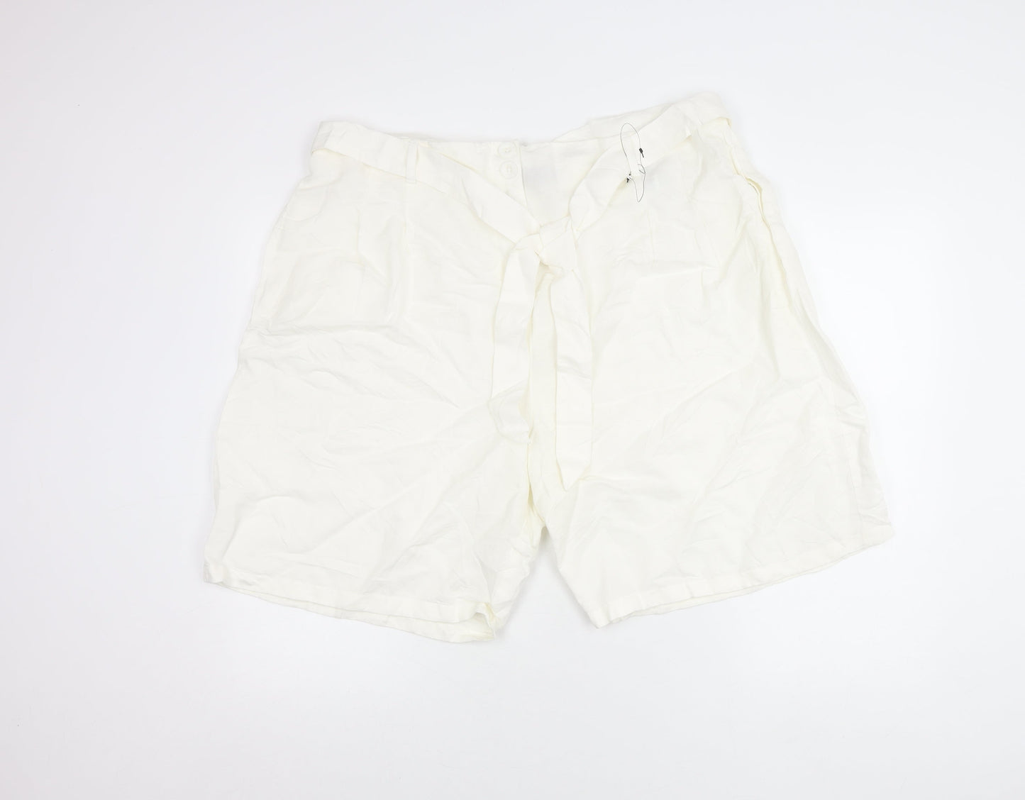 Marks and Spencer Womens White Linen Blend Bermuda Shorts Size 22