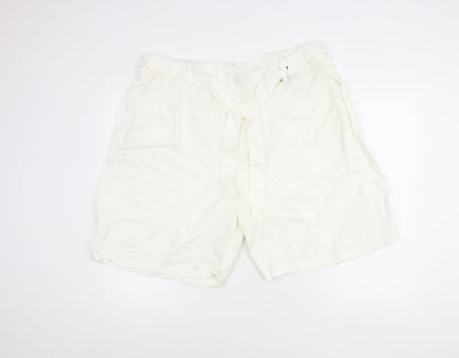 Marks and Spencer Womens White Linen Blend Bermuda Shorts Size 22