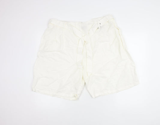 Marks and Spencer Womens White Linen Blend Bermuda Shorts Size 22