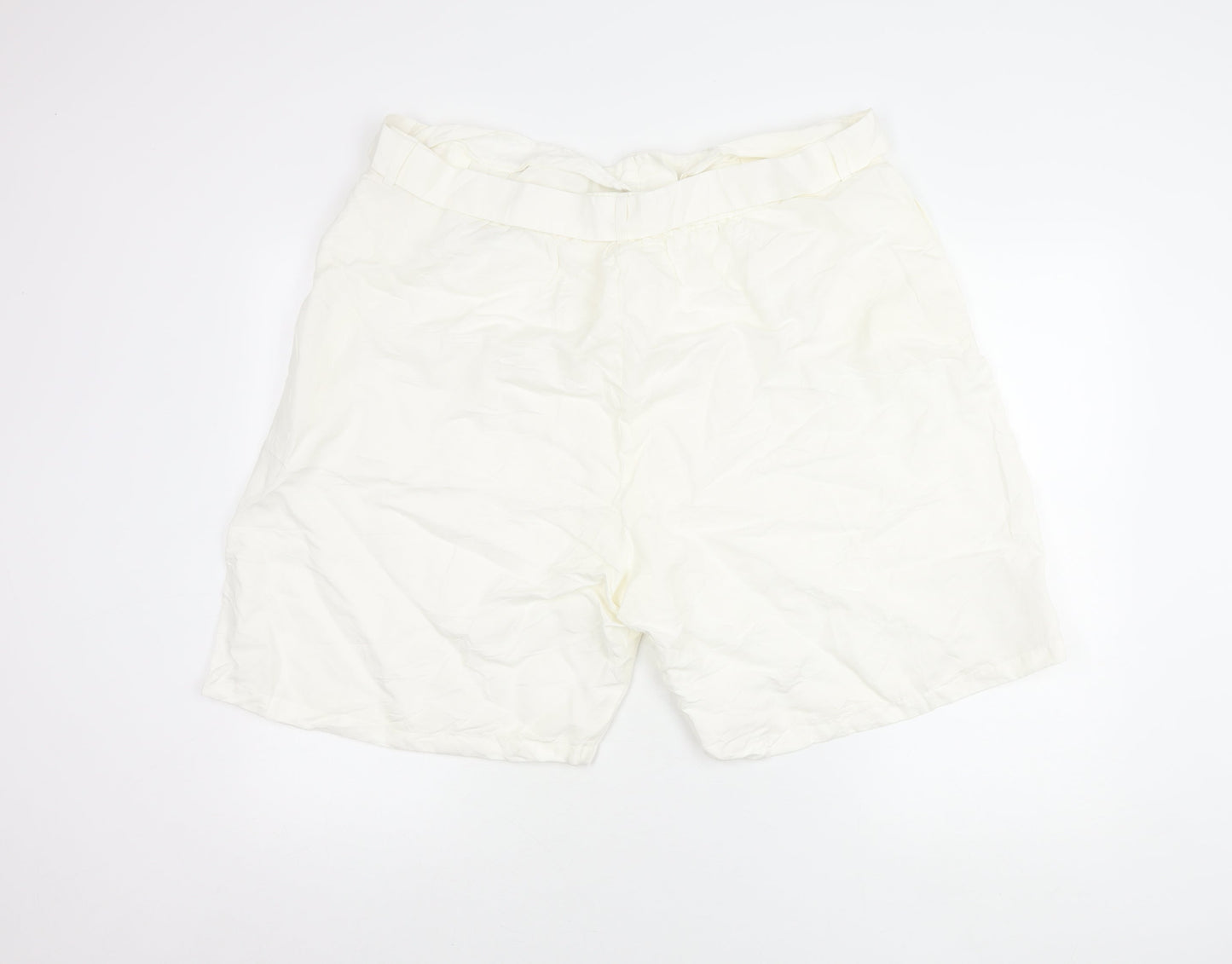 Marks and Spencer Womens White Linen Blend Bermuda Shorts Size 22