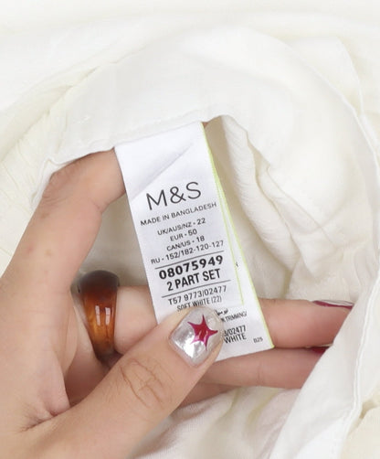 Marks and Spencer Womens White Linen Blend Bermuda Shorts Size 22