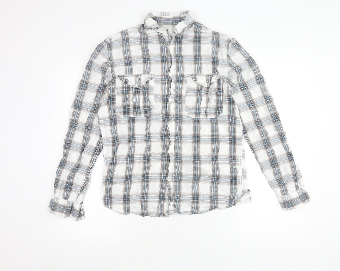Womens UK Size S M&Co Blue Basic Button-Up