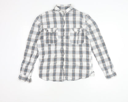 Womens UK Size S M&Co Blue Basic Button-Up