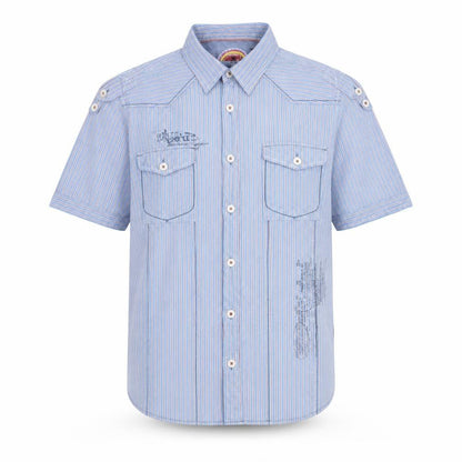 Next Men’s Blue Striped Short Sleeve Cotton Button-Up Shirt L