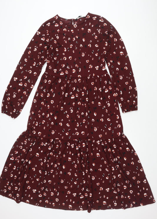Next Women’s Red Animal Print A-Line Dress Size 10 Long Sleeve