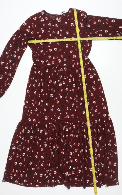 Next Women’s Red Animal Print A-Line Dress Size 10 Long Sleeve