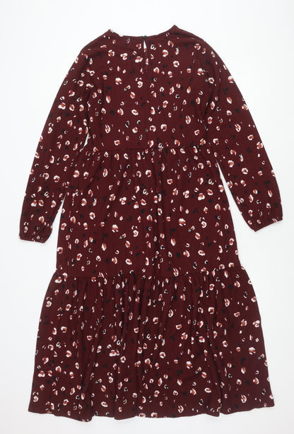 Next Women’s Red Animal Print A-Line Dress Size 10 Long Sleeve