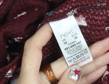 Next Women’s Red Animal Print A-Line Dress Size 10 Long Sleeve