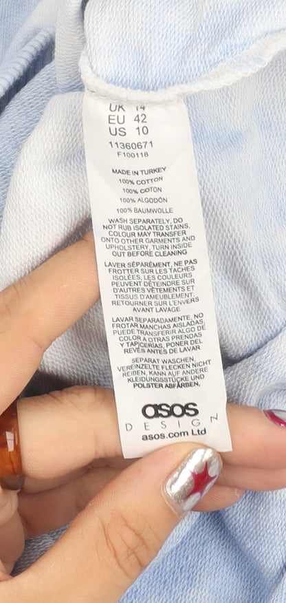 Womens UK Size 14 ASOS DESIGN Blue Pullover Sweatshirt