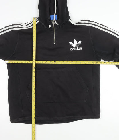 Adidas Women Black Pullover Hoodie L Logo Sportswear Cotton Blend