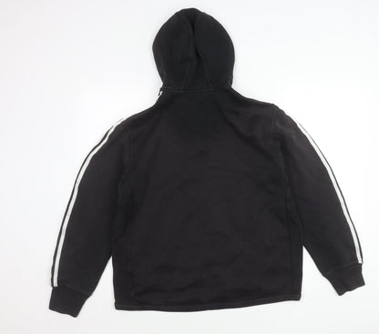 Adidas Women Black Pullover Hoodie L Logo Sportswear Cotton Blend