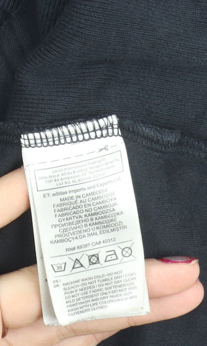 Adidas Women Black Pullover Hoodie L Logo Sportswear Cotton Blend