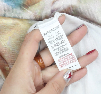 PrettyLittleThing Women’s Multicoloured Art Print Stretch Pencil Skirt Size 8