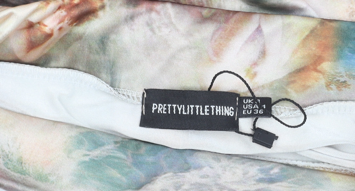 PrettyLittleThing Women’s Multicoloured Art Print Stretch Pencil Skirt Size 8