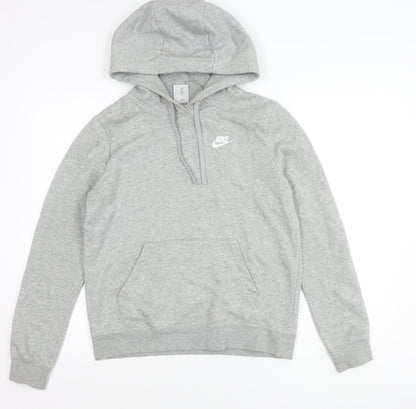 Nike Womens Grey Pullover Hoodie Small Regular Fit Logo Sportswear